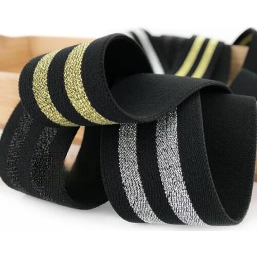Width 1'' Fashion Comfortable Durable Gold Silver Elastic Band For Skirt Pants Belt Bags Toy Accessories Material