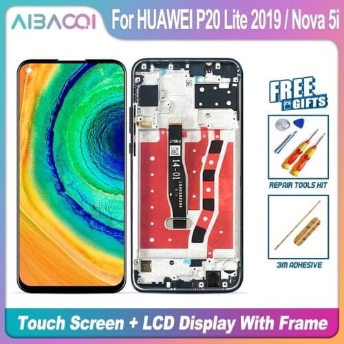 AiBaoQi Brand New Touch Screen LCD Display+Frame+Power Cable Assembly Replacement For HUAWEI P20 Lite 2019/Nova 5i STK-LX1