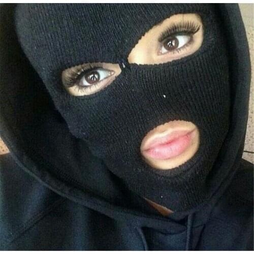 Embroidery Sniper Rifle Balaclava Full Face Mask Winter Hat for Woman Ski Mask Warm Knit Full Caps Outdoor Sports Beanies