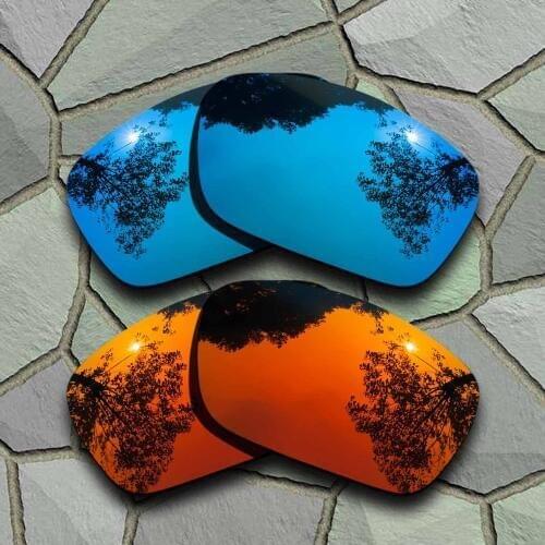 Sky Blue&Red Orange Sunglasses Polarized Replacement Lenses for Oakley Fuel Cell
