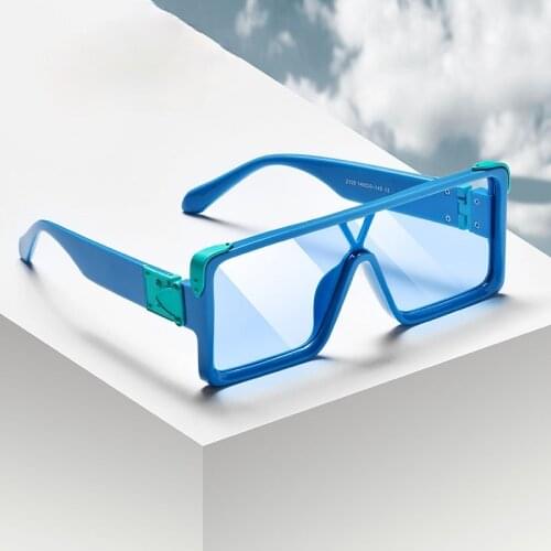 New Designer Men Women Oversized Square Sunglasses Trending Fashion Conjoined Green Blue Glasses Shade