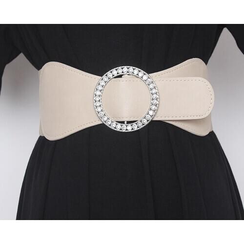 Rhinestone Buckle Non-pin Elastic Strech Strap Female Skirt Waistband Women Fashion Autumn Women Dress Coat Waist Belt Corset