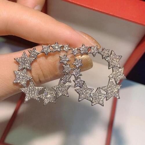 HIBRIDE Brilliant Star Shape Full Cubic Zirconia CZ Engagement Wedding Party Earrings Nightclub Statment Earring Stud E-911