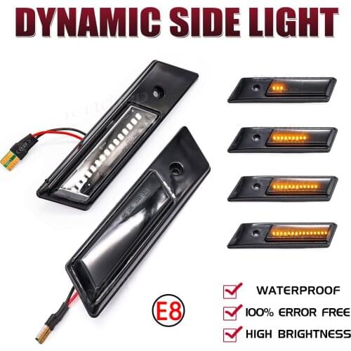 Free Smoked Lens Amber Yellow Full LED Front Fender Side Marker Lights For BMW E30 E32 E34 E36 1990-1996 M3 M5 3 5 7 SERIES