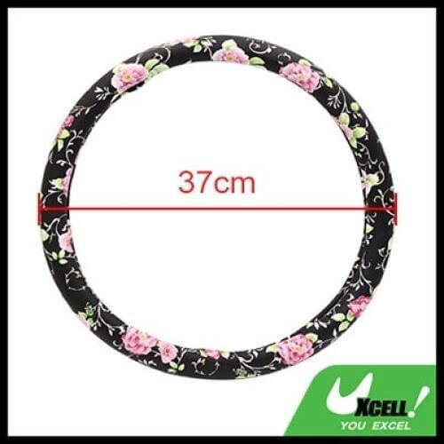 X Autohaux 37-38CM Flower Pattern Anti-skid Steering Wheel Cover Protector for Vehicle Car Auto Steering Wheel Cap