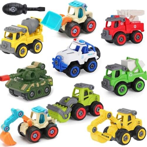 Screwing Nut Toys Drilling DIY Disassembly Engineering Truck Excavator Bulldozer Garbage Vehicle Creative Educational Kids Toys