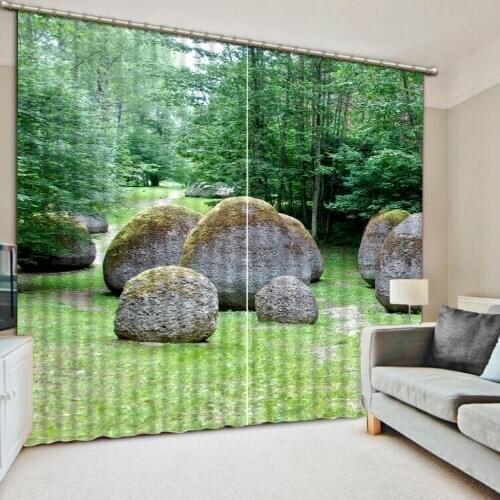 Park green curtains 3D Curtain Luxury Blackout Window Curtain Living Room Decoration curtains