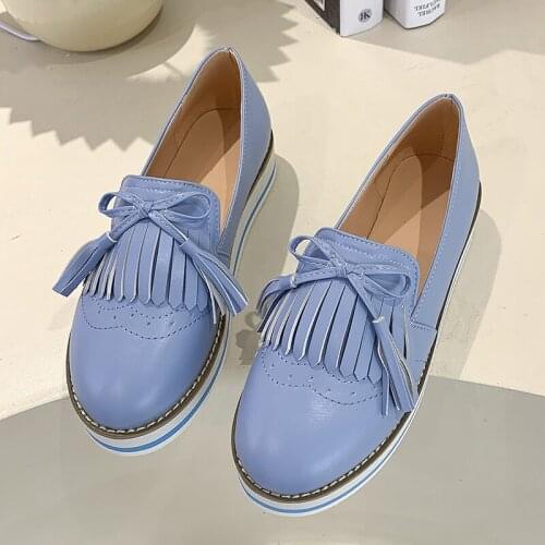 2021 Round Toe PU Ladies Loafers Shoes Slip on Rubber Platform Shoes Women Vulcanized Shoes Woman Autumn Sneakers Female Wedges