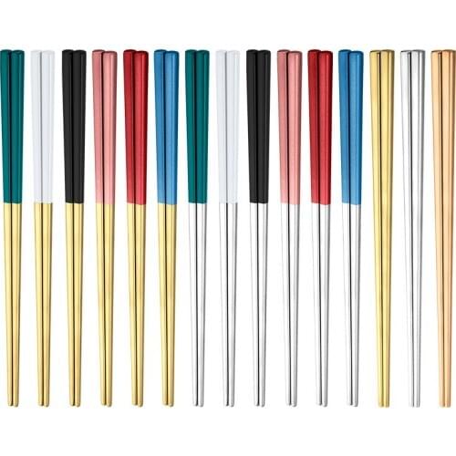 10 pairs Sushi Hashi Chopsticks stainless steel Food Grade Square Chinese Metal Chopstick Reusable Chop Stick Kitchen Tools