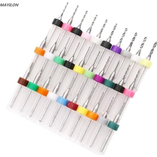 10pcs 0.6mm-1.5mm Import Carbide PCB Drill Bits Print Circuit Board Mini CNC Drilling Bit Set