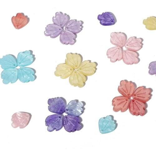 10pcs Acrylic Acetate Flower Petals Leaves Charm Beads For Jewelry Making DIY Hairpin Earrings Bracelet Pendant Accessories