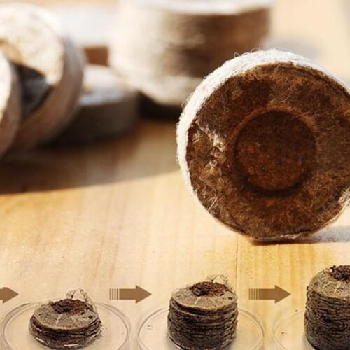 100pcs 30mm Peat Pellets Plant Seedling Soil Blocks Starting Plugs Garden Tools for Indoor Home Gardening Greenhouse