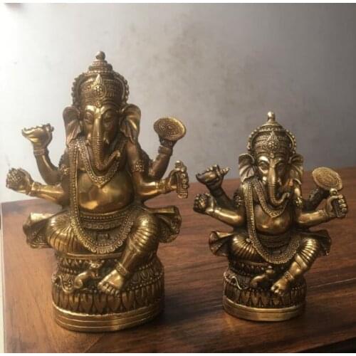 18CM Tibetan Religions Bronze Ganapati Ganesh Lord Ganesha Buddha Statue
