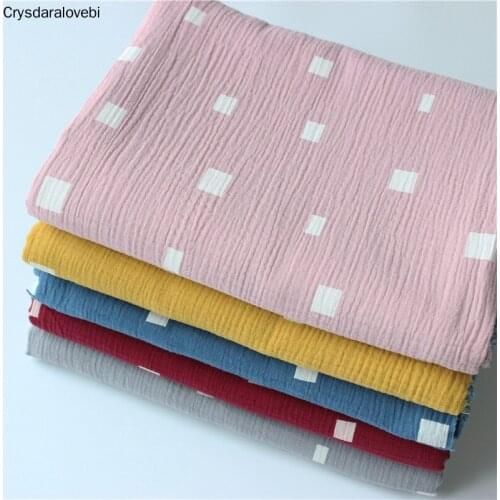 200x135cm Cotton Gauze Crepe Printing Double Crepe Hedgehog Texture Cotton Fabric, Make Shirt, Underwear, Cloth