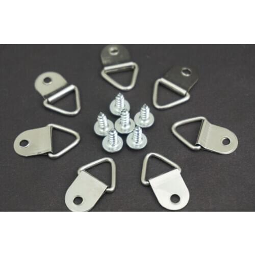 50 PCS/Lot Wholesale universal Strong Golden D Rings Decor Picture Frames Hanger Hooks Hanging Triangle & 100 Screws