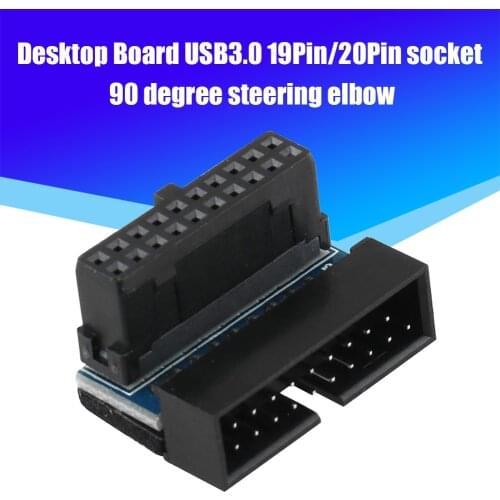 USB 3.0 20 Pin Male to Female Extension Adapter Up Down Angled 90 Degree Connector for Motherboard Desktop Computer Mainboard