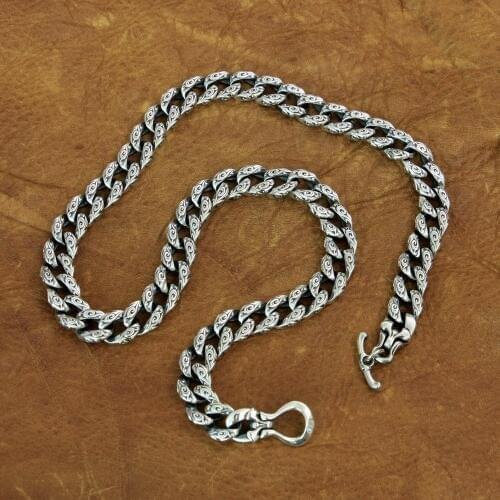 Auspicious Clouds Chain 925 Sterling Silver Mens Biker Punk Necklace TA155