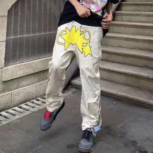 Stars Embroidery Color Block Baggy Casual Pants Men and Women Harajuku Oversize Elastic Waist Overalls Loose Hip Hop Trousers