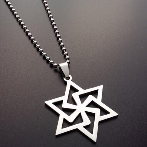 30 Stainless Steel Israel Emblem Geometric Round Overlapping Triangle Hexagon Six-pointed Star Magic Symbol Necklace jewelry