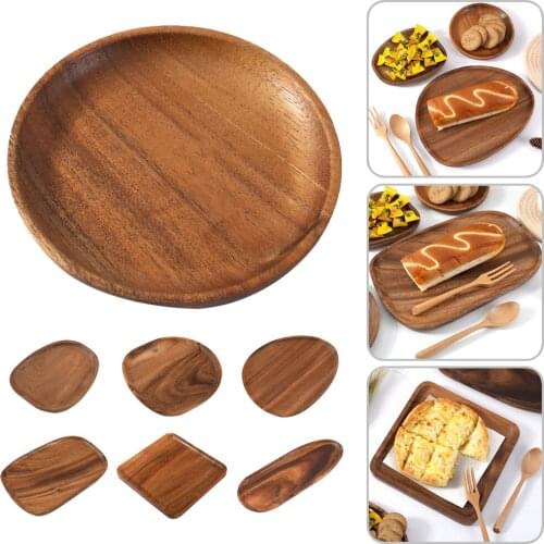 Wooden Dinner Plate Walnut 7 Types Fruit Dessert Cake Snack Candy Assortment Coffee Tea Plate Restaurant Service Tray