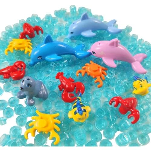 Animals MOC Figures Fish Crab Lobster Dolphin Duck Seagull Building Blocks Toys for Children Kids Gifts DIY Toy Cute Animal