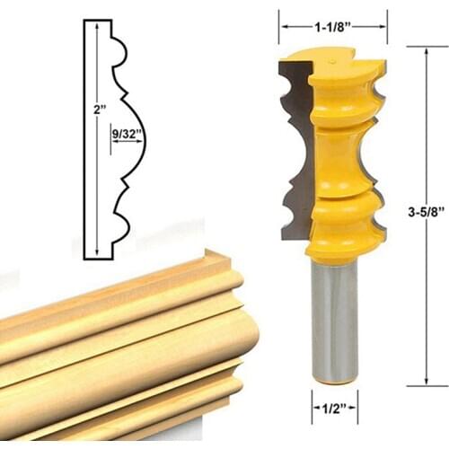 HOEN 1pcs 1/2" Shank Router Bit Milling Cutters Molding Trimming Tool for Woodworking Wooden Door Shape Cutter Knife