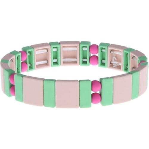 JBL0018 2020 design Bohemian multicolor Enamel bracelet Alloy Elastic bracelet Paint Beaded Geometric Pulseras Jewelry for Women