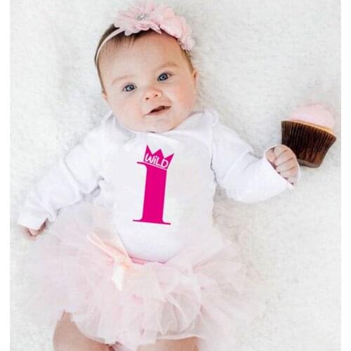 Wild One Printed Newborn Baby Bodysuit Cute Cotton Baby Boys Girls Birthday Onesies Rompers Body Baby First Birthday Clothes