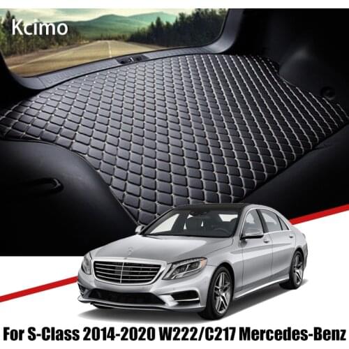 Leather Car Trunk Mat Carpet Tail Benz W222 Cargo Liners For Mercedes Benz S Class 2014-2020 Trunk Boot Mat Benz C217 Liner Pad