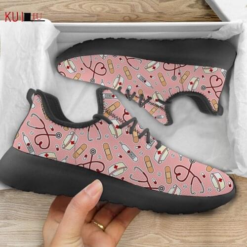 KUI LIU Medical Graphic Print Women Casual Shoes Outdoor Mesh Knit Sneakers Walk Running Gym Breathable Lightweight Sport Shoes