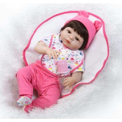 57cm 22inch full silicone dolls reborn baby all Vinyl lovely Dolls toys for girl for boy baby toys doll toys for children