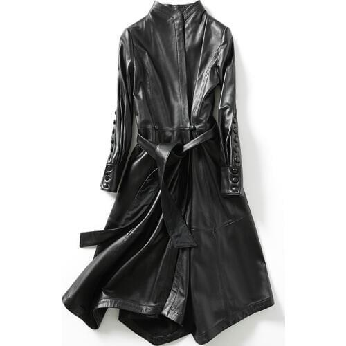 Womens Real Genuine Leather Jacket 100% Sheepskin Women Clothes Streetwear Windbreaker Mujeres Abrigos CJX8180A Lxr31