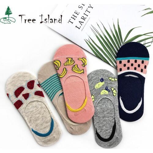 Summer Spring Funny Colorful Fruit Cotton Cartoon Girls boat Socks Candy Banana Watermelon Female Short Socks Women boat Socks