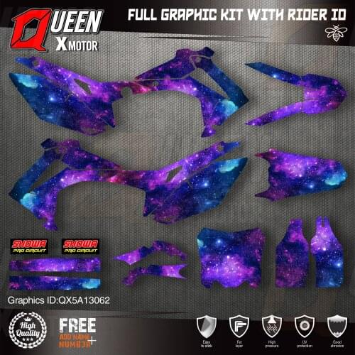 QUEEN X MOTOR Custom Team Graphics Backgrounds Decals Stickers Kit For HONDA 2014-2017 CRF250R 2013-2016 CRF450R 062