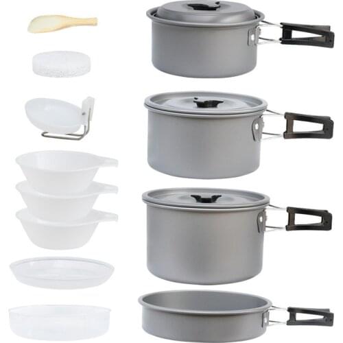Camping Cookware Kit Water Pot Pan Sets Travelling Hiking Picnic BBQ Ultralight Tableware Equipment Outdoor Aluminum Cooking Set