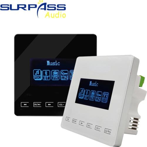 Bluetooth In Wall Amplifier Fm Mini Smart Home Audio System 2*15W Touchkey Background Music Player HiFi Stereo Sound Support TF