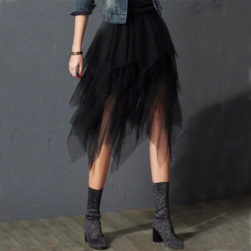 Irregular Tulle Skirt Women Summer High Waist Skirt Up Party Petticoat Fashion Casual Style New Mini Skirt