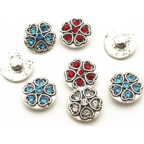 New Arrival 20pcs/lot crystal Clover 12mm Glass Snap Buttons Fit DIY Snap Bracelet Snap Button Charms Jewelry