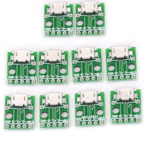 10pcs MICRO USB to DIP Adapter 5pin Female Connector B Type PCB Converter