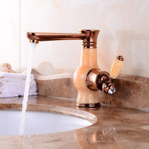 Basin Faucets Golden Finish Single Lever Basin Faucet Deck Mount Bathroom Rose Gold Sink Mixer Tap Faucet for Bathroom Torneiras