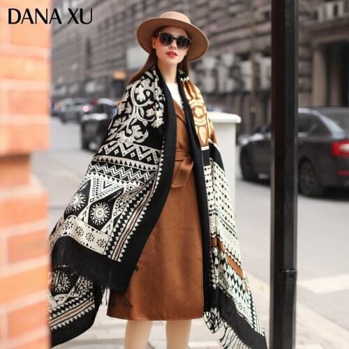 DANA XU Bufanda Mujer Wool Tissue Poncho Head Women Lady Carf And Warm Shawl Stoles Bandana Scarf Hijab Luxury Brand Pashmina