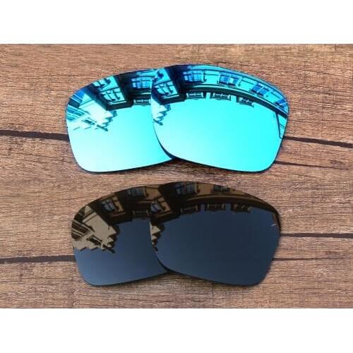 Vonxyz 2 Pairs Ice Mirror & Grey Green Polarized Replacement Lenses for-Oakley Holbrook Frame