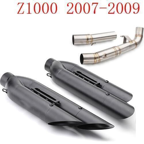 For KAWASAKI Z1000 2007 2008 2009 Motorcycle Exhaust System Slip On Middle Pipe Slip-On with Exhaust Muffler with left and right