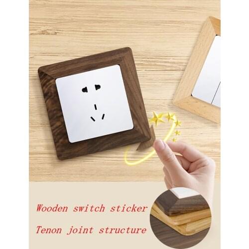 Solid wood switch protective cover Tenon joint structure Switch Sticker Nordic style Power socket Decor Frame 3D wallsticker