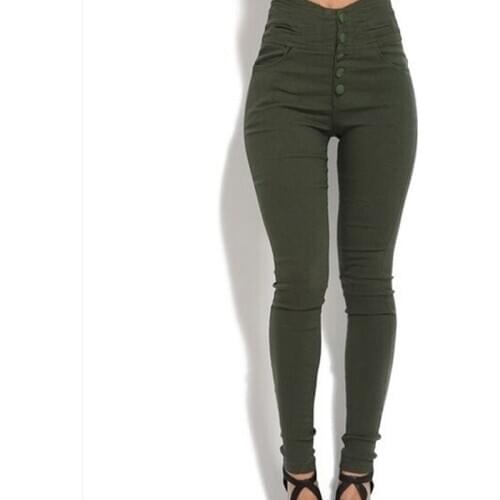 Woman High Waist Jeans Slim Fit Stretched Button Jeans With Packet Bandage Skinny Push Up Jeans 2020