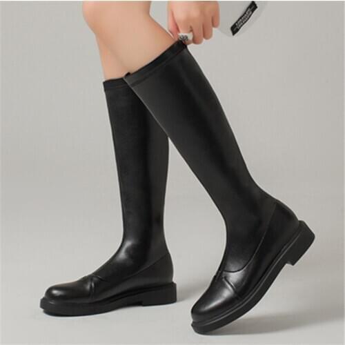 2020The New Design Knee High Boots For Women Wide Calf Fashion Thick Heels Female For Women Working Casual Tight High Boots