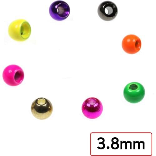 20PCS/Bag 5/32 3.8mm Fly Tying Beadhead Nymph Streamer Color Brass Bead FL Pink Orange Yellow for Hook Size 8 10 12
