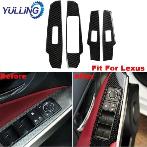 YULLING 4Pcs Carbon Fiber Window Switch Button Panel Trim Decoration Cover Fit for Lexus IS250 IS350 2014-18