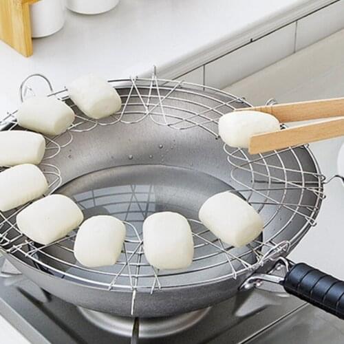 50LB Stainless Steel Oil Drain Rack Food Strainers Cooling Racks Folding Semicircle Steam Filter Stand Kitchen Gadgets