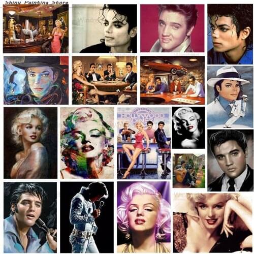 5D Diamond Painting Marilyn Monroe Elvis Michael Jackson Full Square Drill Diamond Embroidery Super Star Portrait Picture Gift